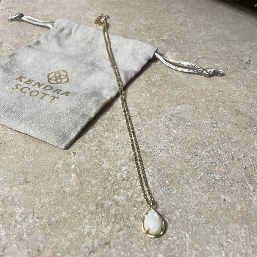 Small White Opal Pendant Gold Kendra Scott Necklace